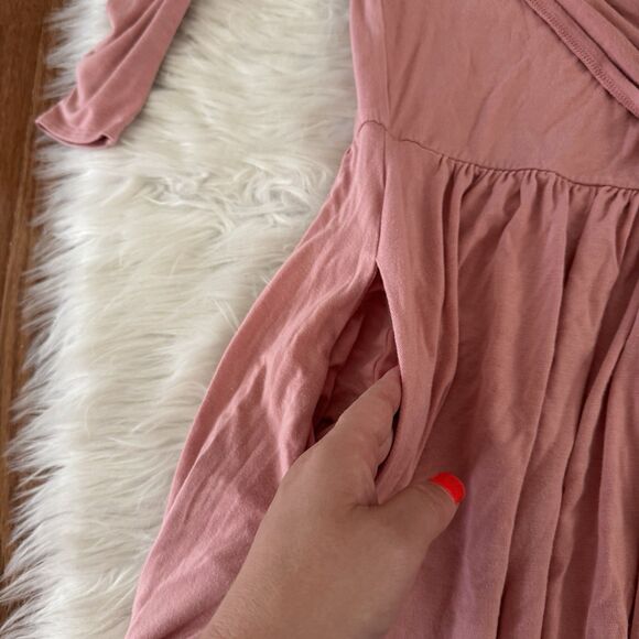 Free People Beach Maxi Dress Women’s Small Ruched Off Shoulder Pink Long Sleeve - Picture 8 of 10